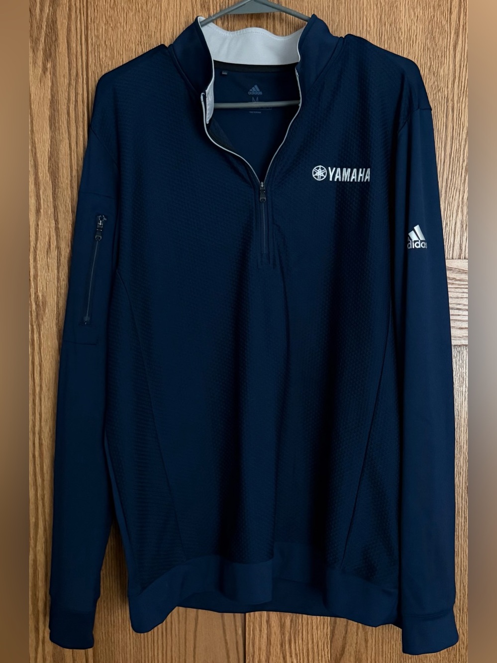 adidas Men's Navy 1/4 Zip Pullover with Yamaha Logo Sz Medium